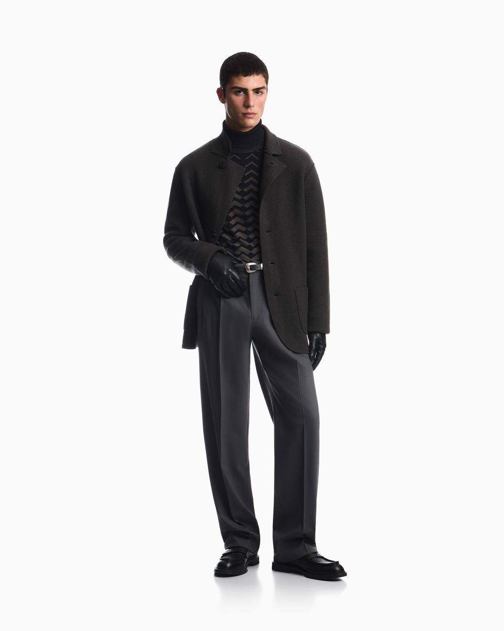 Emporio Armani Black Signature Capsule Collection Boiled Wool Jacket for men