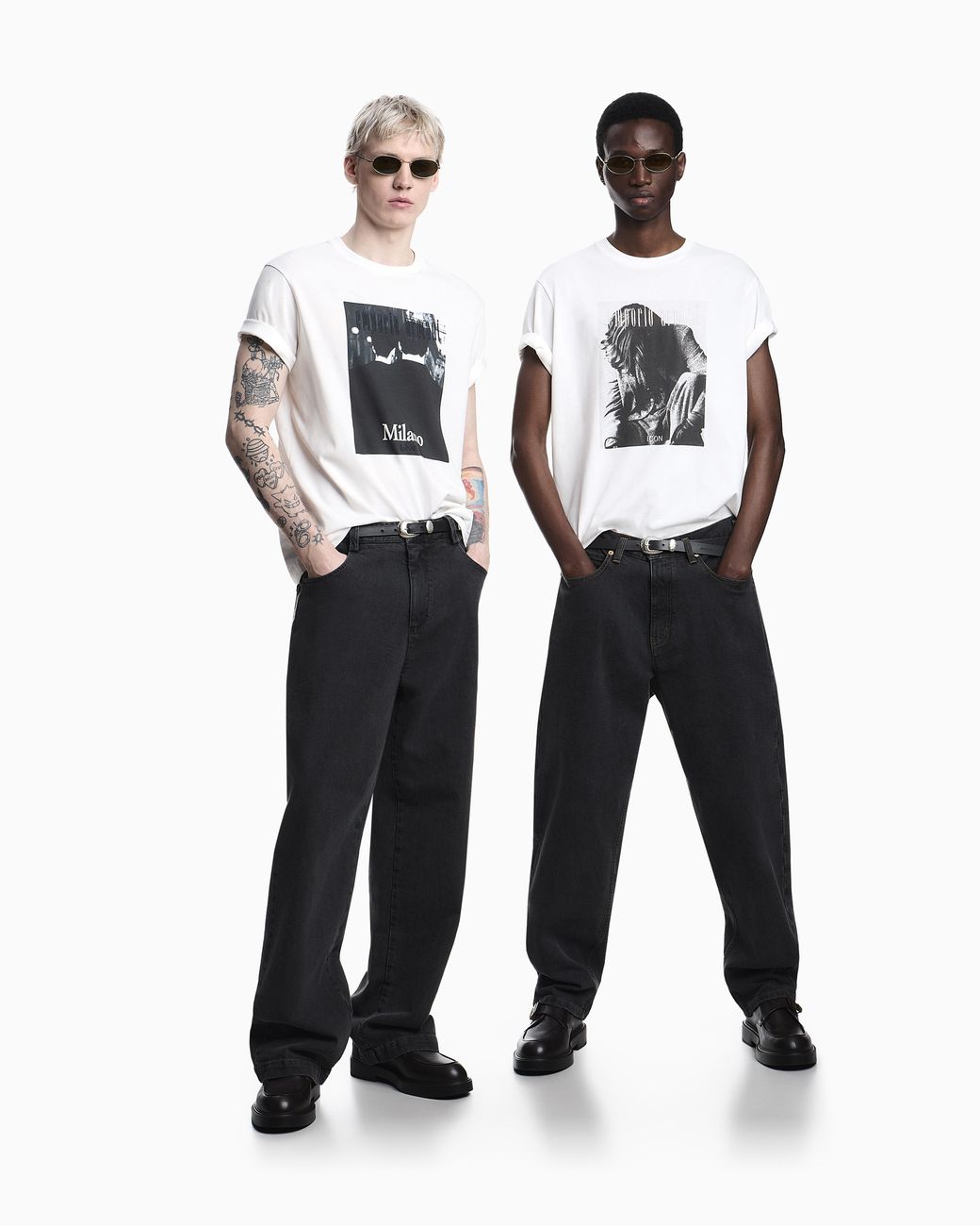 Emporio Armani White Icon Jersey T-Shirt With Photographic Print And Embroidery for men