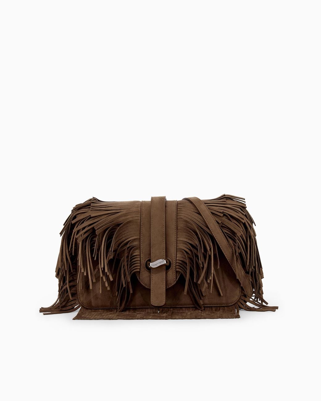 Emporio Armani Brown Shoulder Bag With Fringe Boteh Capsule