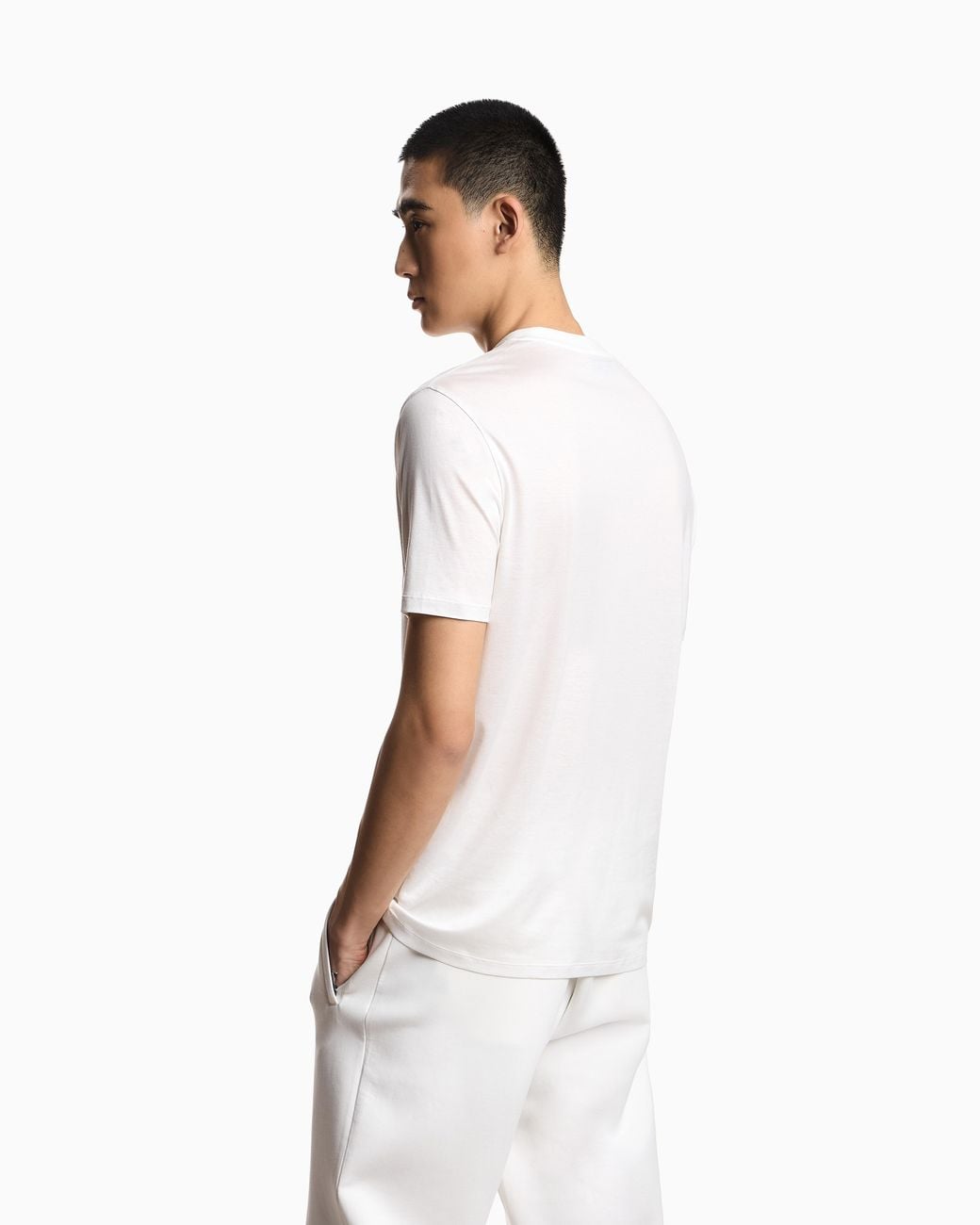 Emporio Armani White Jersey T-Shirt With Embroidery for men
