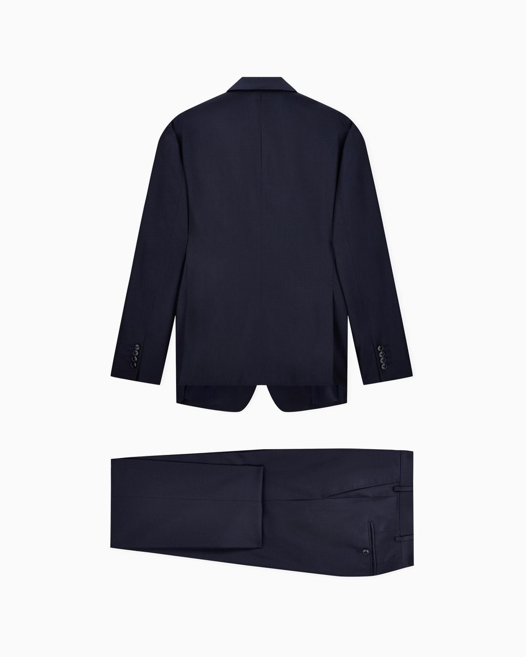 Emporio Armani Blue Lined Virgin Wool And Silk Suit With Jacquard Micro Design for men