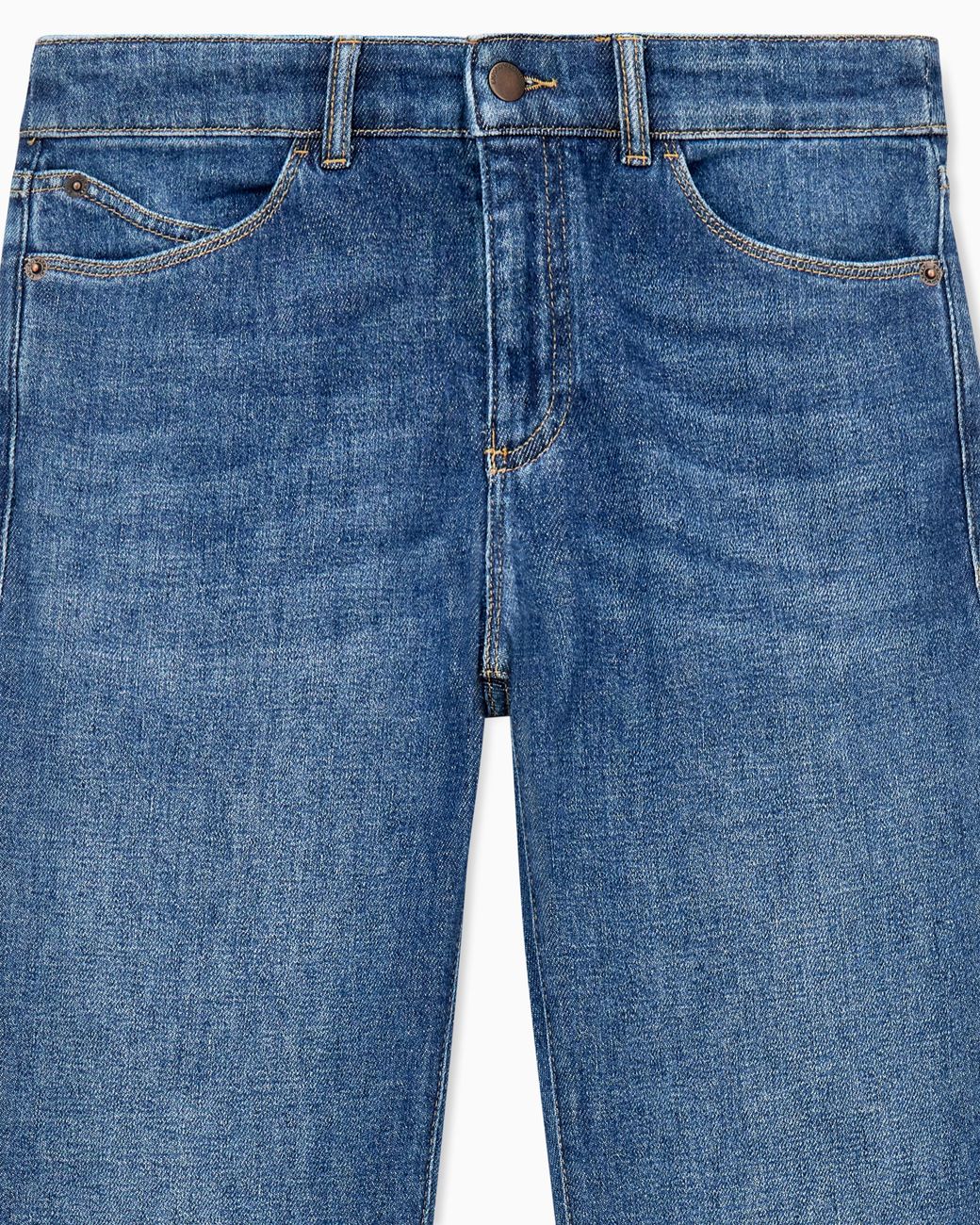 Emporio Armani Blue Slim-Fit Five-Pocket Comfort Denim Jeans With A Used Look