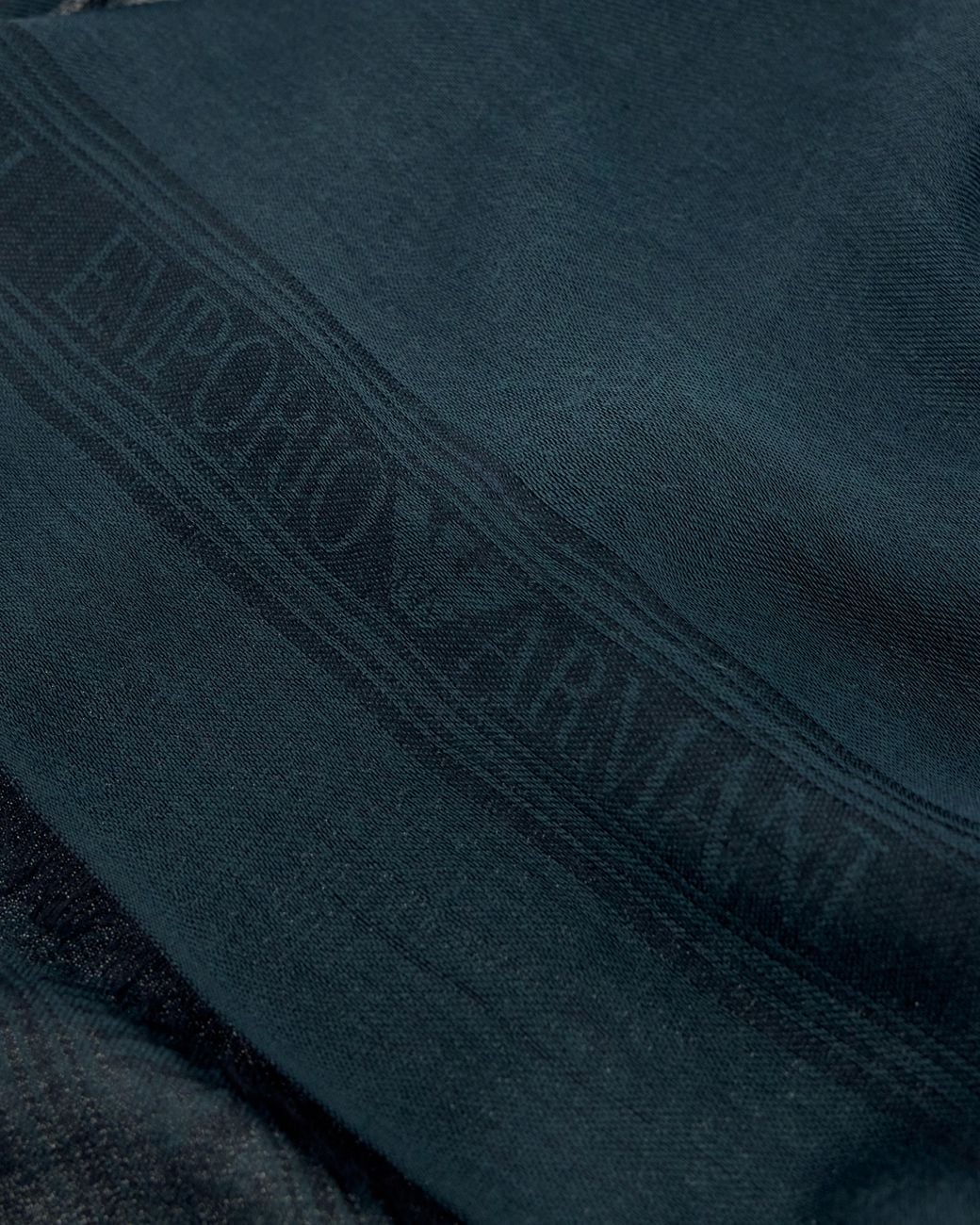 Emporio Armani Blue Modal Blend Scarf With Jacquard Logo Signature Capsule