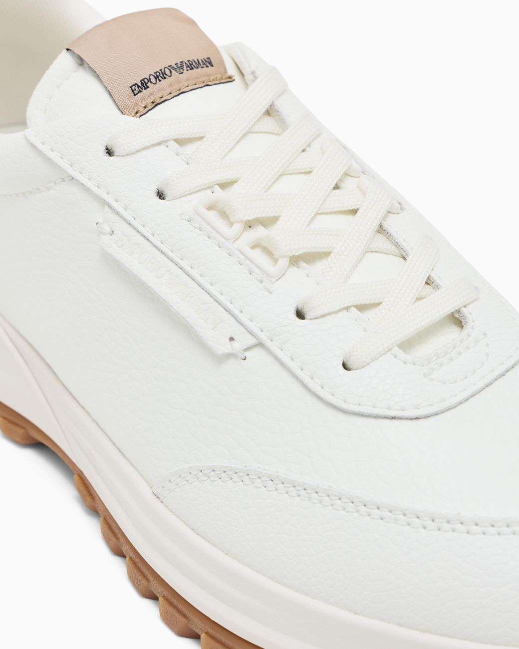Emporio Armani White Boteh Capsule Collection Hammered-Finish Sneakers for men