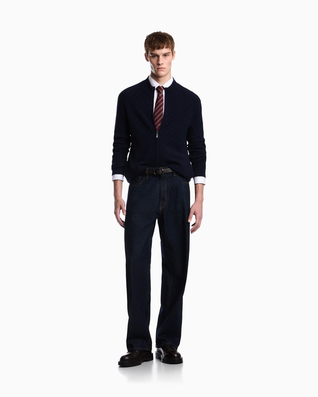 Emporio Armani Blue Straight-Leg Cotton Denim Jeans With A Five-Pocket Design for men