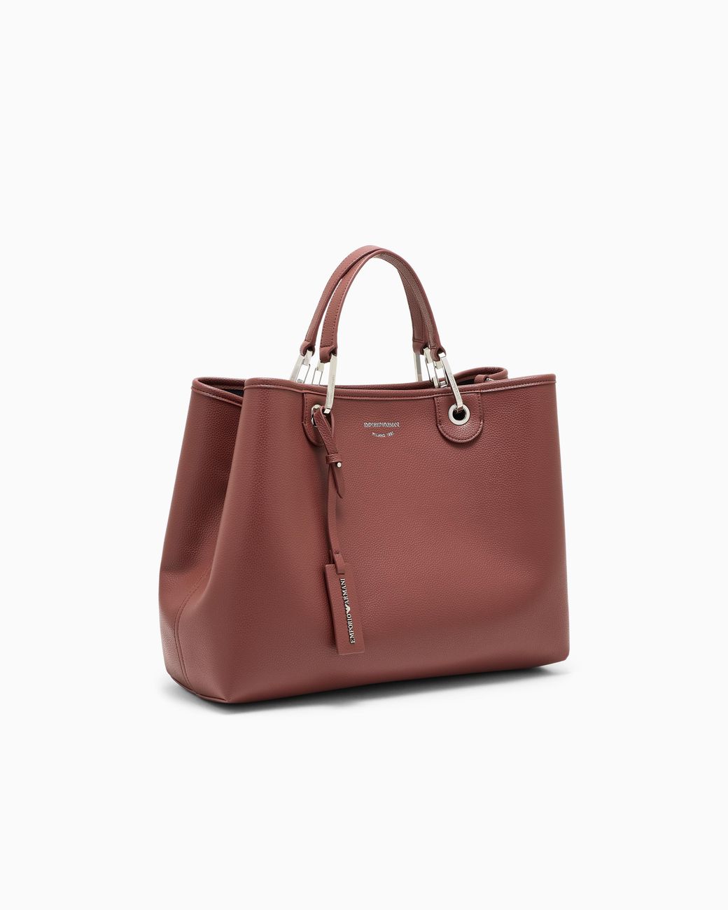 Emporio Armani Red Shopping Bag With A Pebbled Texture And Dual Top Handles