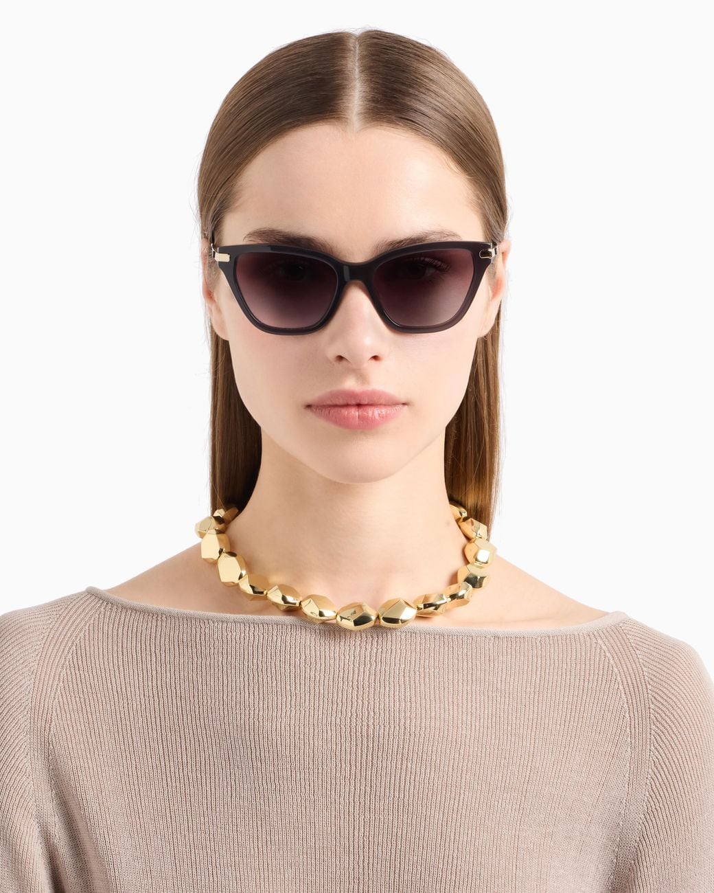 Emporio Armani Black Asian-Fit Cat-Eye Sunglasses