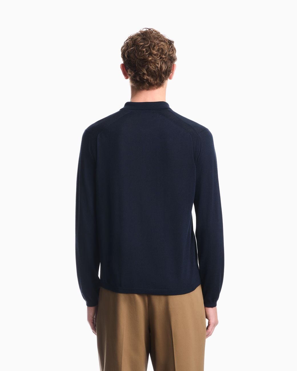 Emporio Armani Blue Shaved Virgin Wool Polo Neck Sweater for men