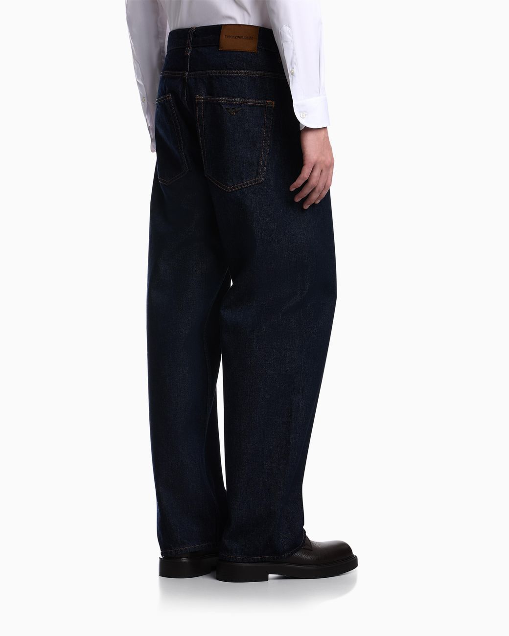 Emporio Armani Blue Straight-Leg Cotton Denim Jeans With A Five-Pocket Design for men