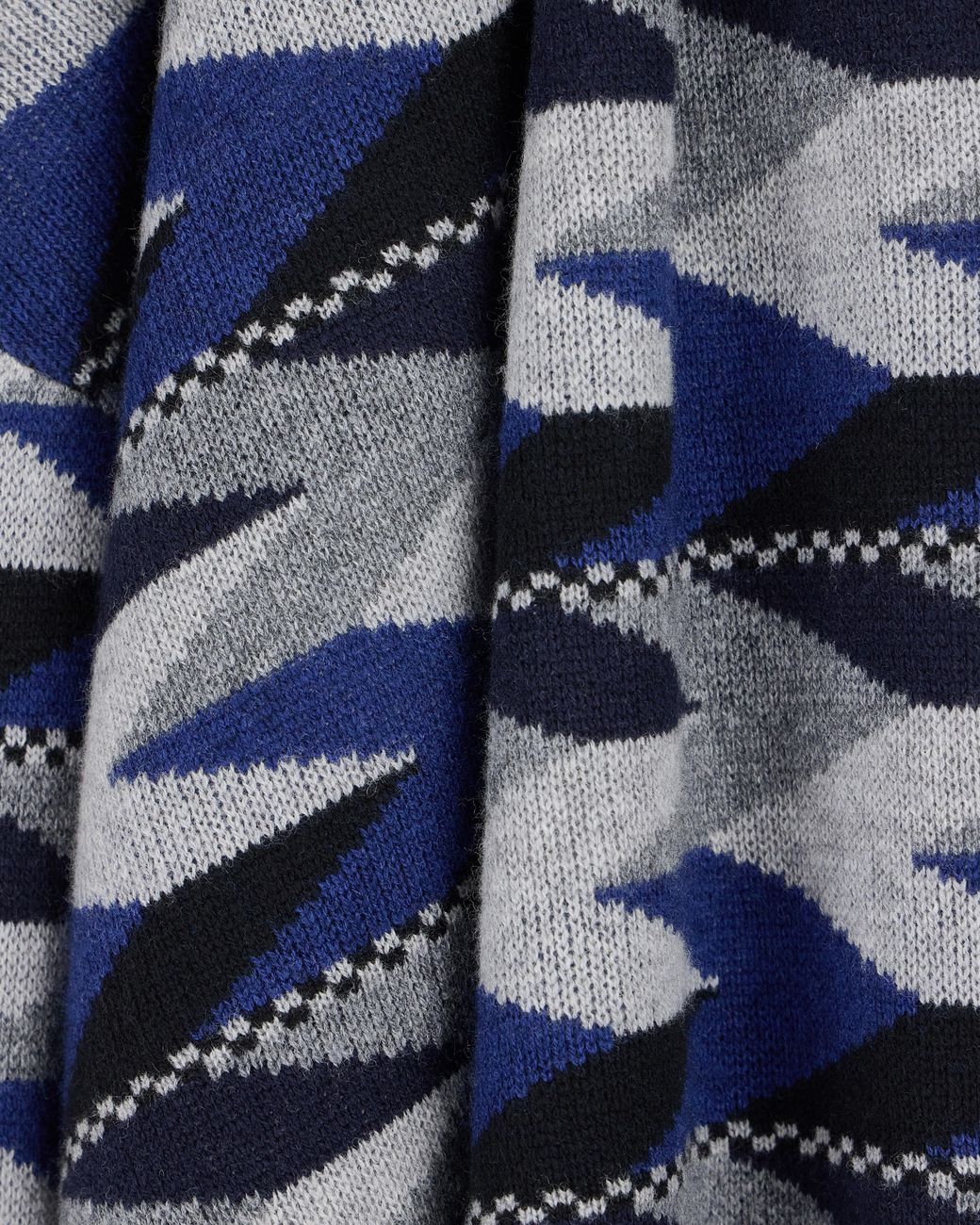 Emporio Armani Blue Wool-Blend Jacquard Jumper