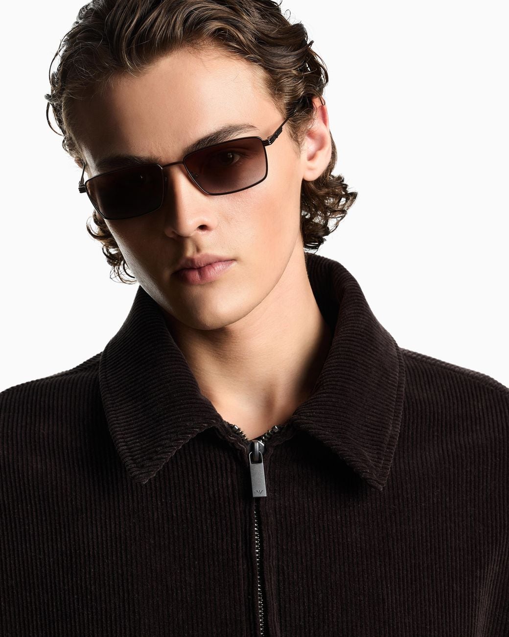 Emporio Armani White Rectangular Sunglasses for men