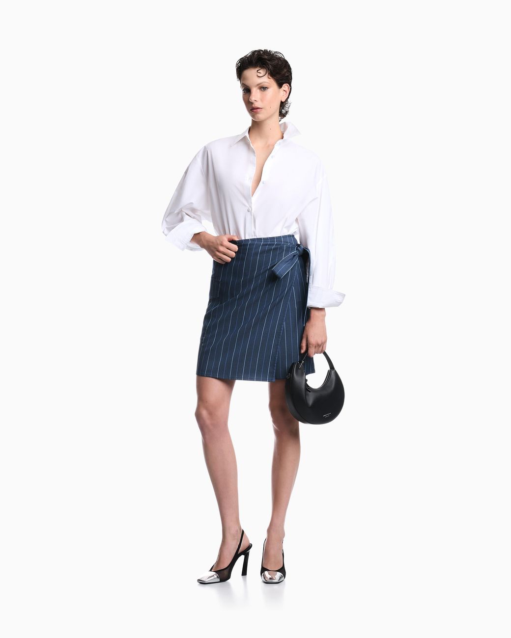 Emporio Armani Blue Unlined Wrap Skirt