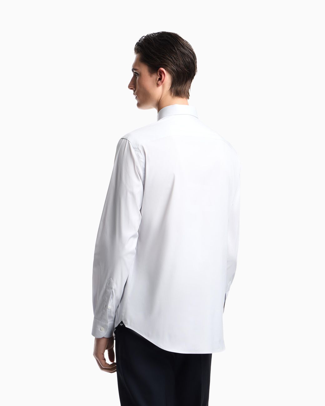 Emporio Armani White Technical Stretch Cotton Shirt for men