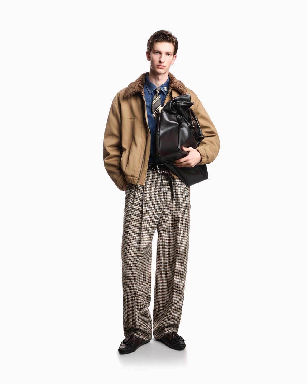 Emporio Armani Green Cotton Blouson Jacket With A Plush Detachable Collar for men