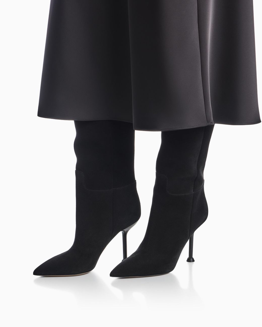 Emporio Armani Black Suede Heeled Boots Boteh Capsule