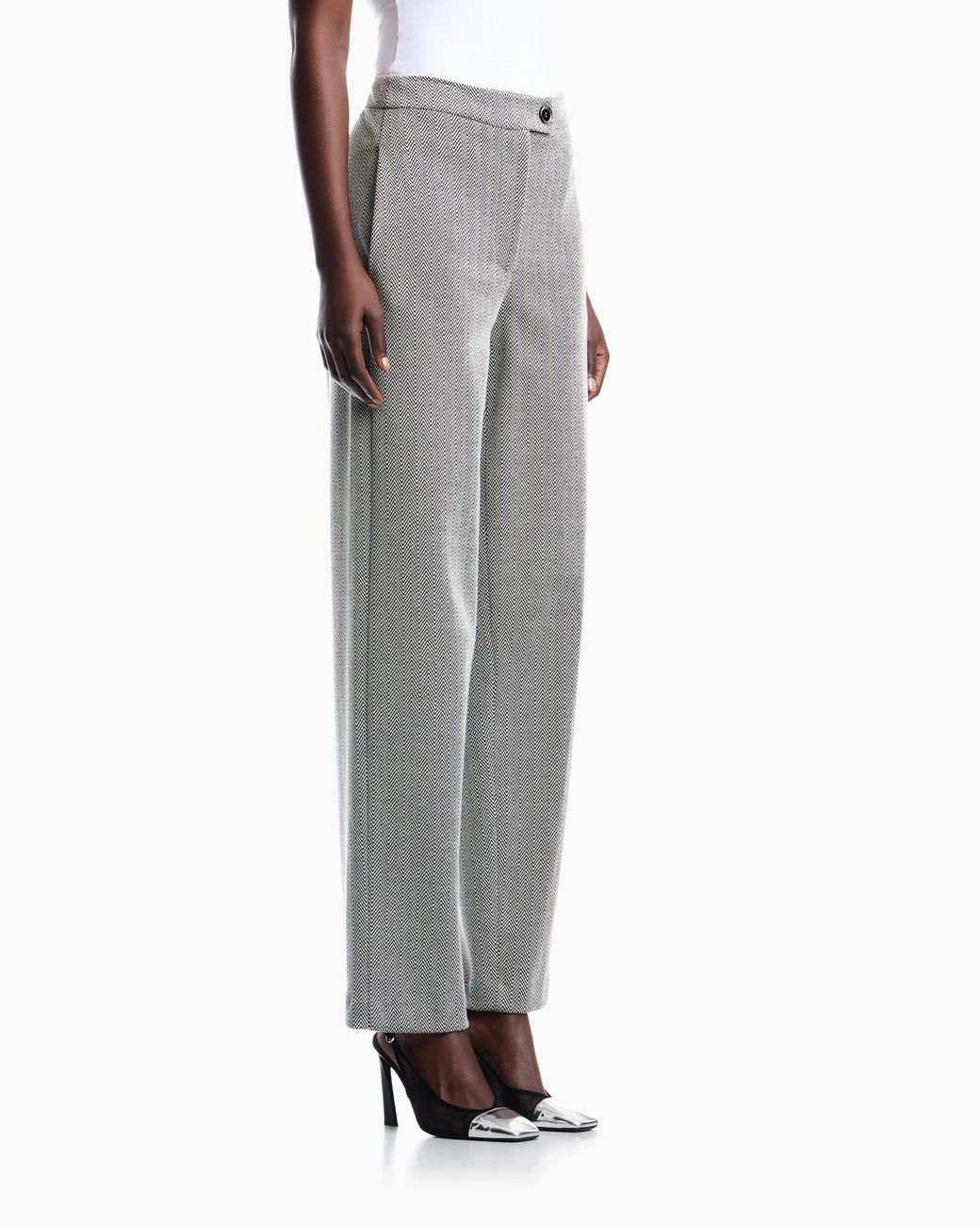 Emporio Armani Gray Trousers Jersey Regular Fit With Chevron Pattern