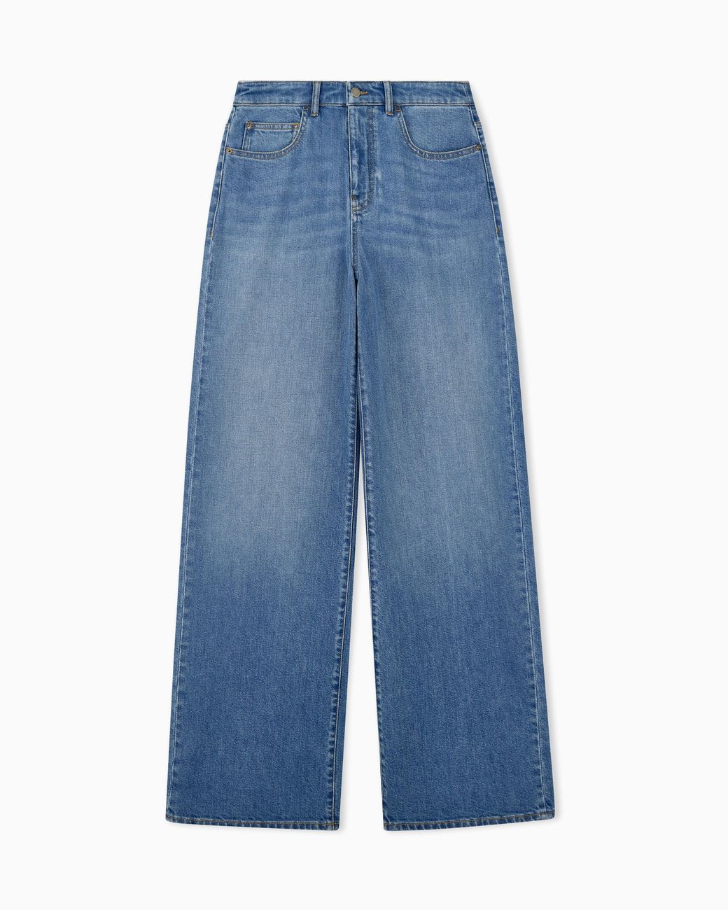 Emporio Armani Blue Five-Pocket Wide-Leg Jeans