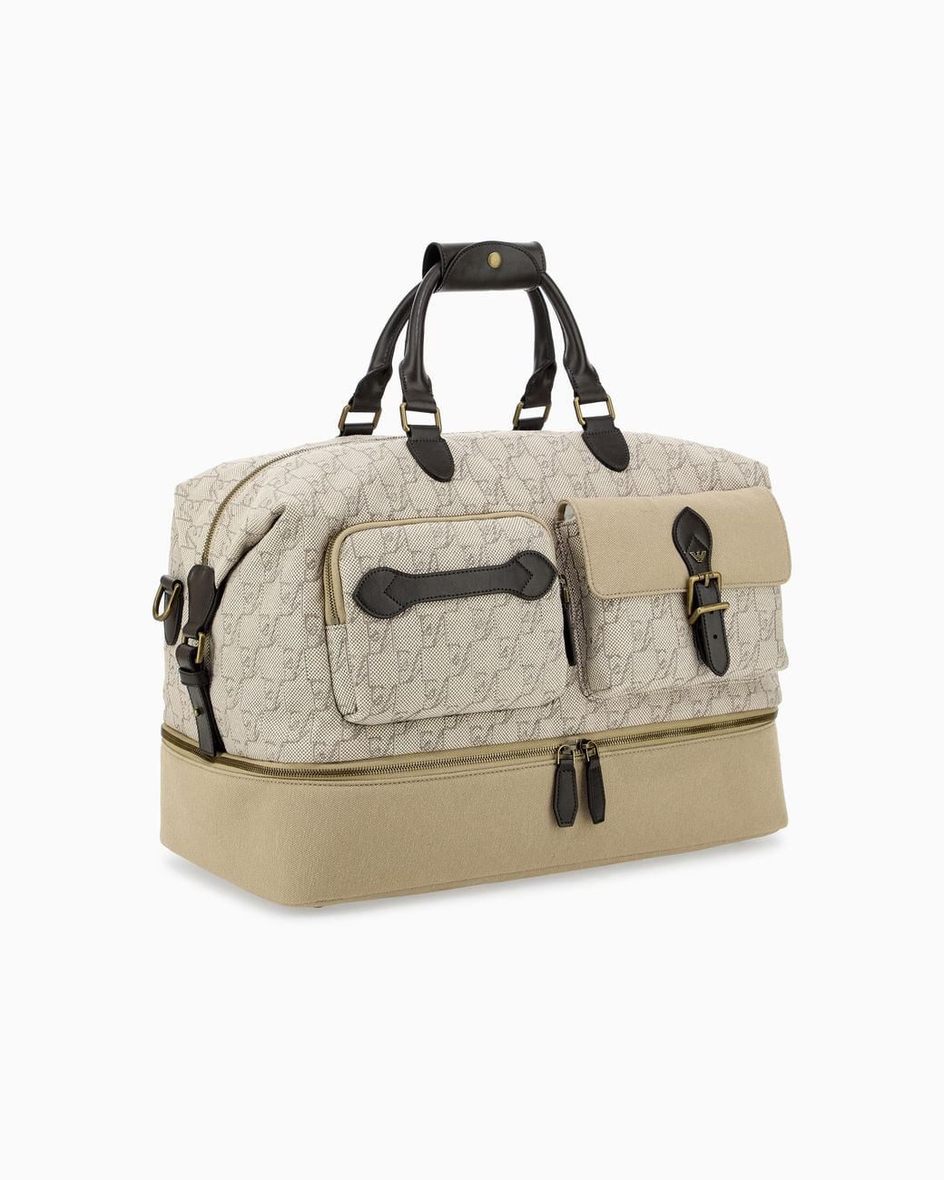 Emporio Armani Natural Holdall With Monogram Front Pockets And Bottom Compartment for men
