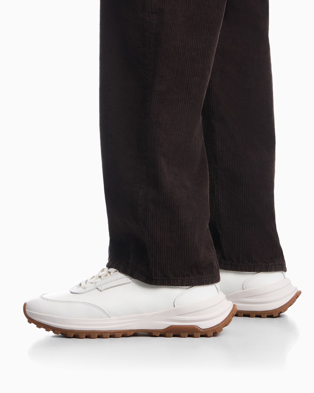 Emporio Armani White Boteh Capsule Collection Hammered-Finish Sneakers for men