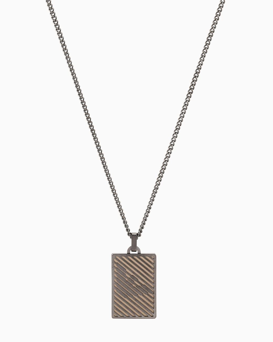 Emporio Armani Metallic Two-Tone Stainless Steel Dog Tag Necklace for men