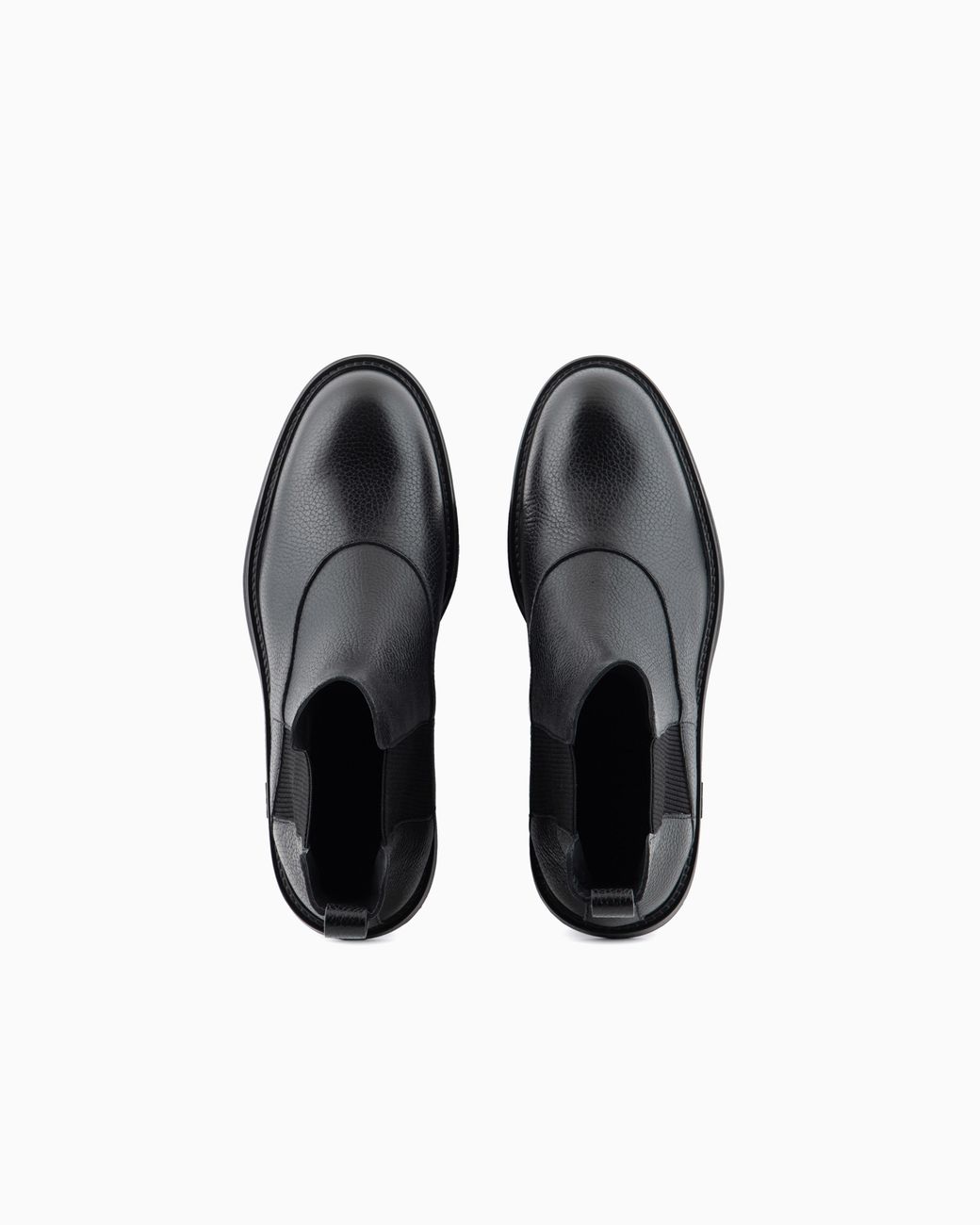Emporio Armani Black Grained Leather Chelsea Boots for men