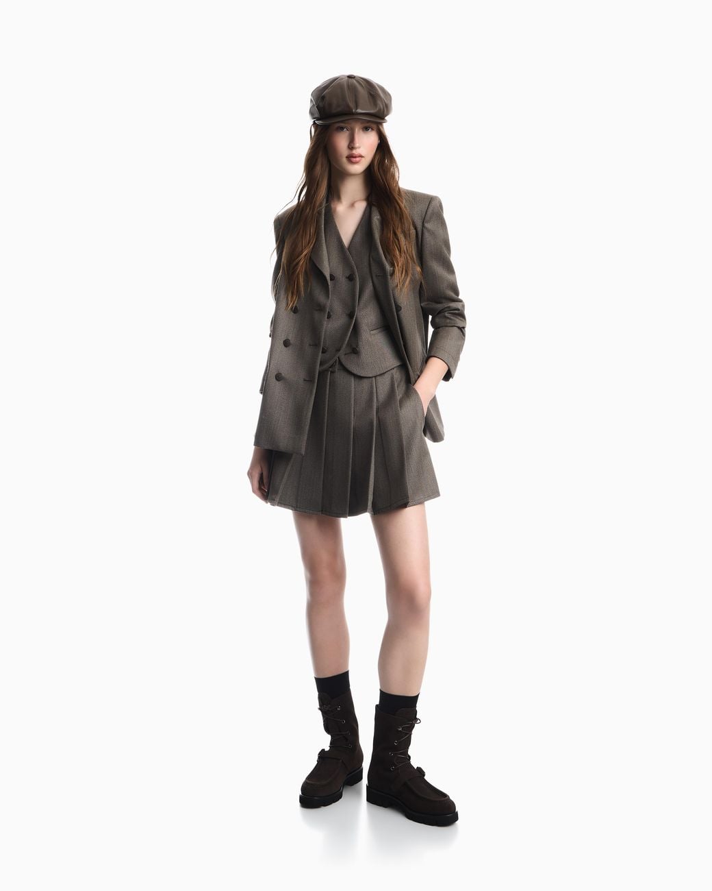 Emporio Armani Gray Double-Breasted Virgin Wool Gilet