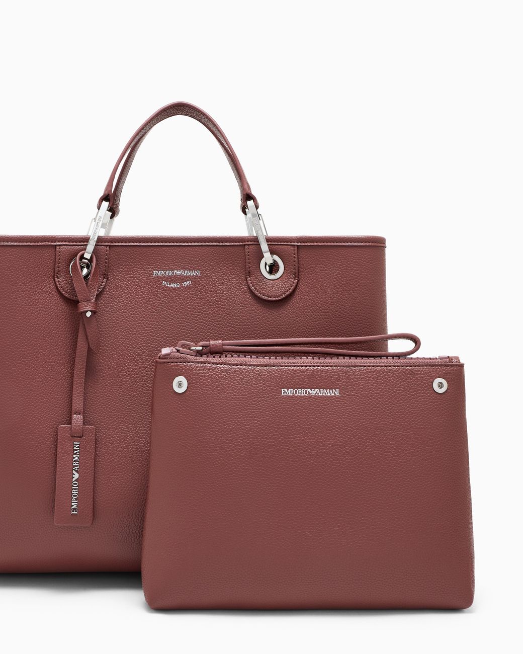 Emporio Armani Red Shopping Bag With A Pebbled Texture And Dual Top Handles