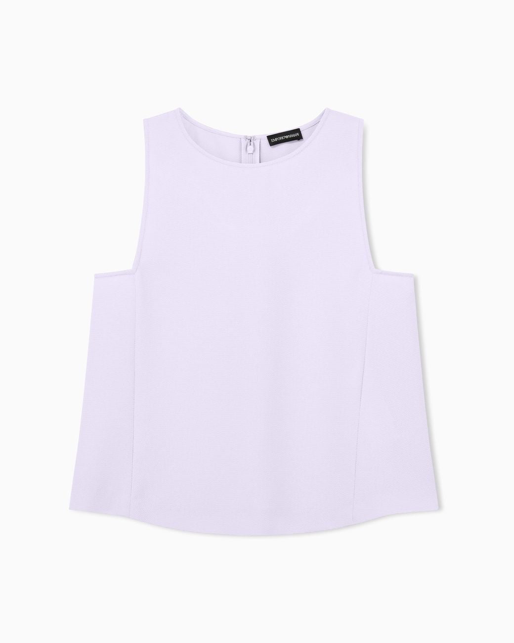 Emporio Armani Purple Textured Sleeveless Top With Round Neckline And Back Zip