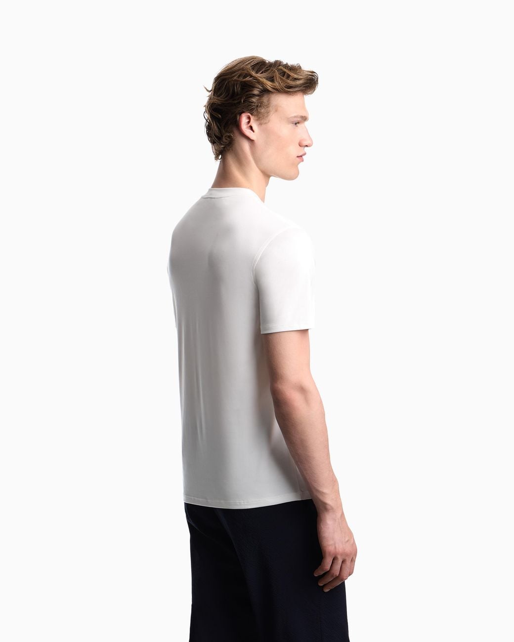 Emporio Armani White Plain-Knit Virgin Wool Jumper for men