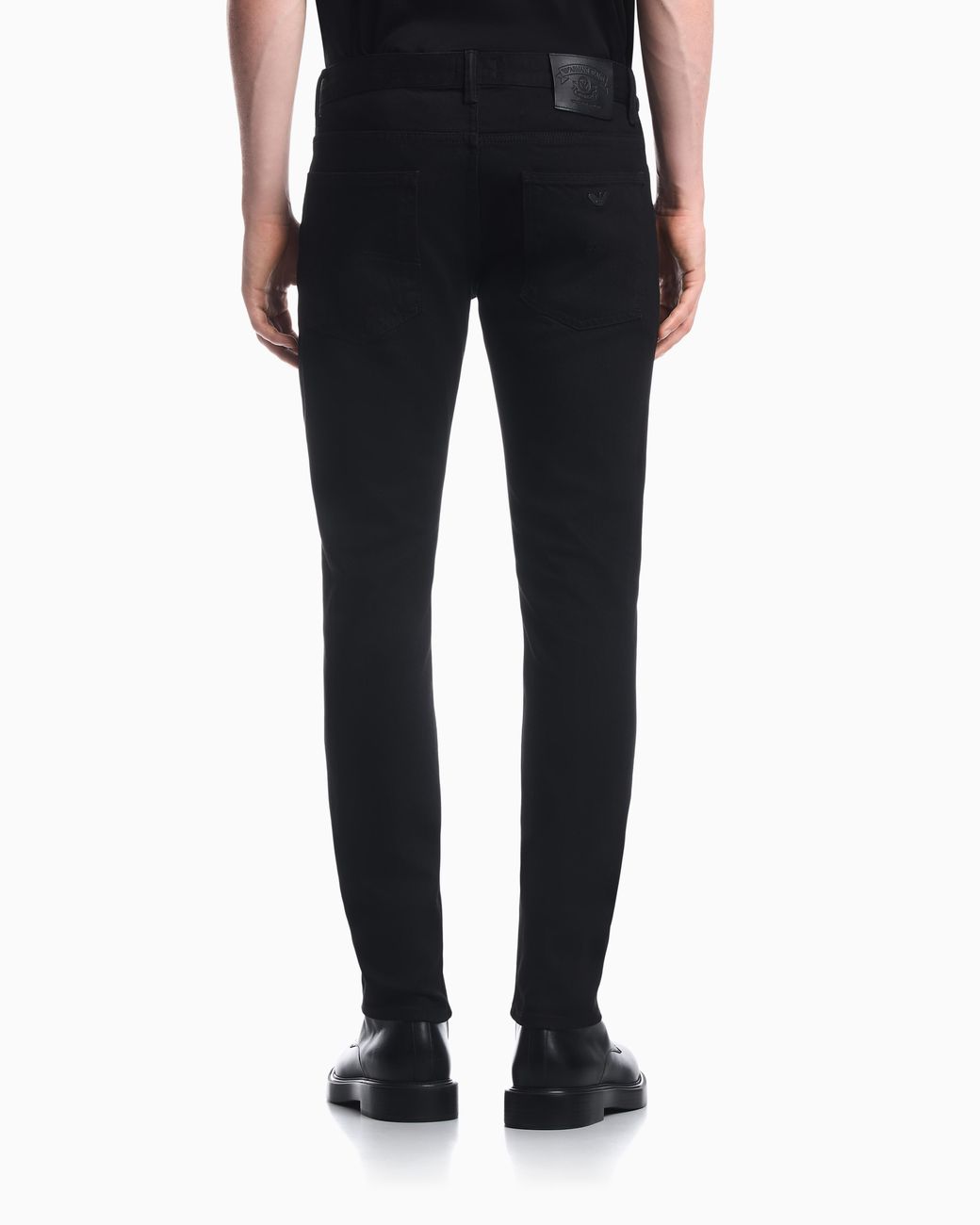 Emporio Armani Blue Slim Fit Five-Pocket Denim Jeans With Metal Logo for men