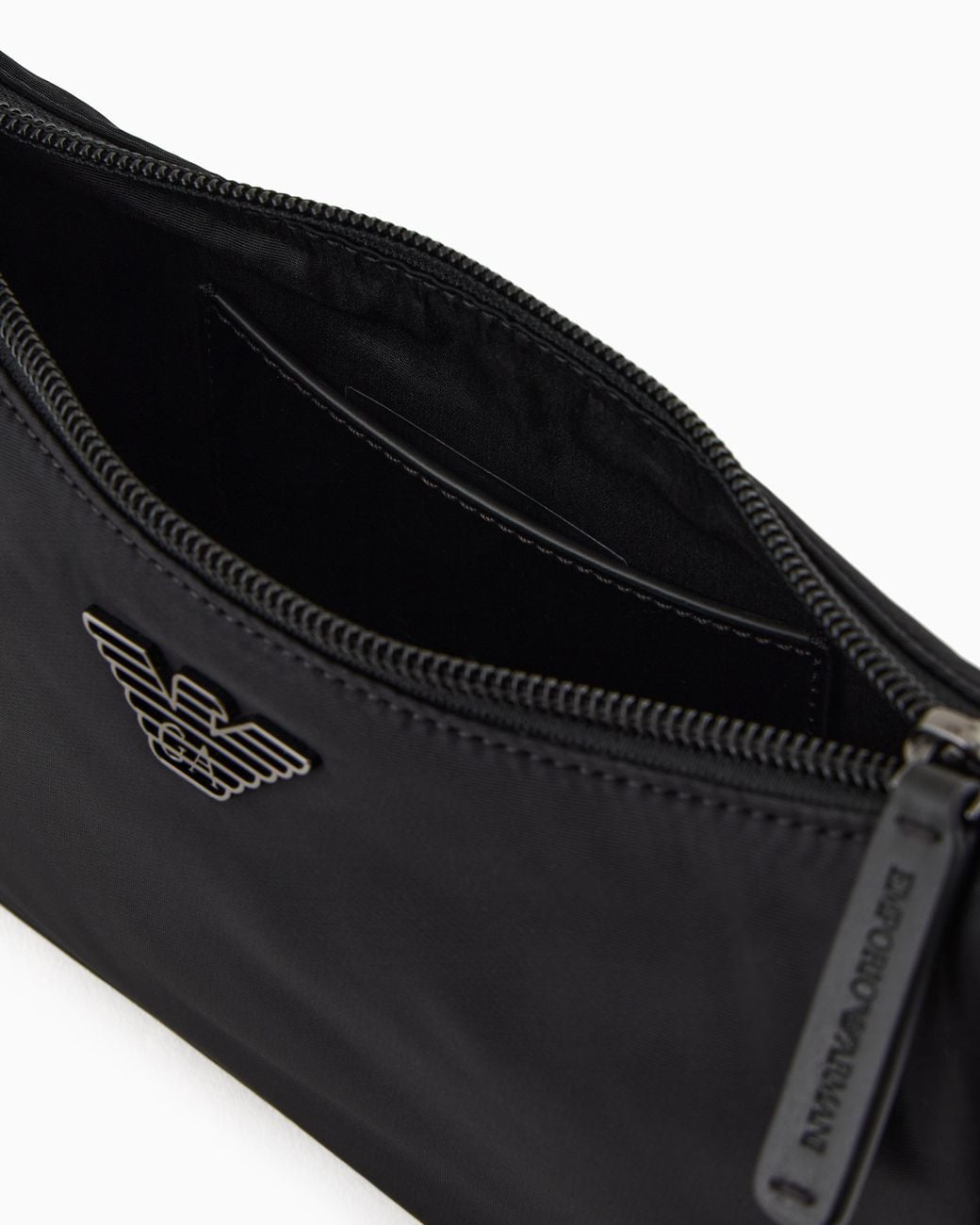Emporio Armani Black Recycled Shoulder Bag With A Zip Closure And Logo Strap for men