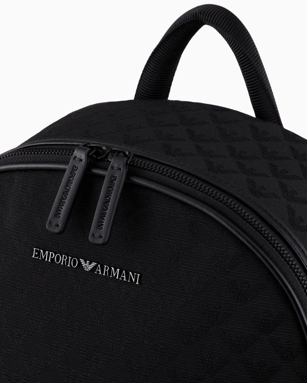 Emporio Armani Black Jacquard Backpack With Logo And Front Pocket Essential for men