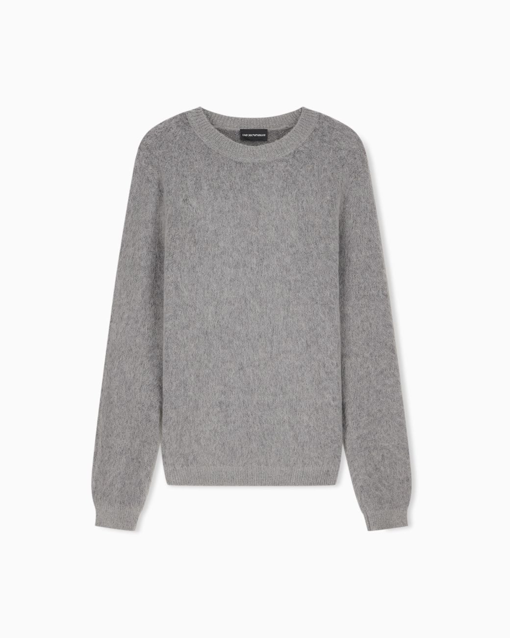 Emporio Armani Gray Brushed Mohair Blend Wool Sweater for men