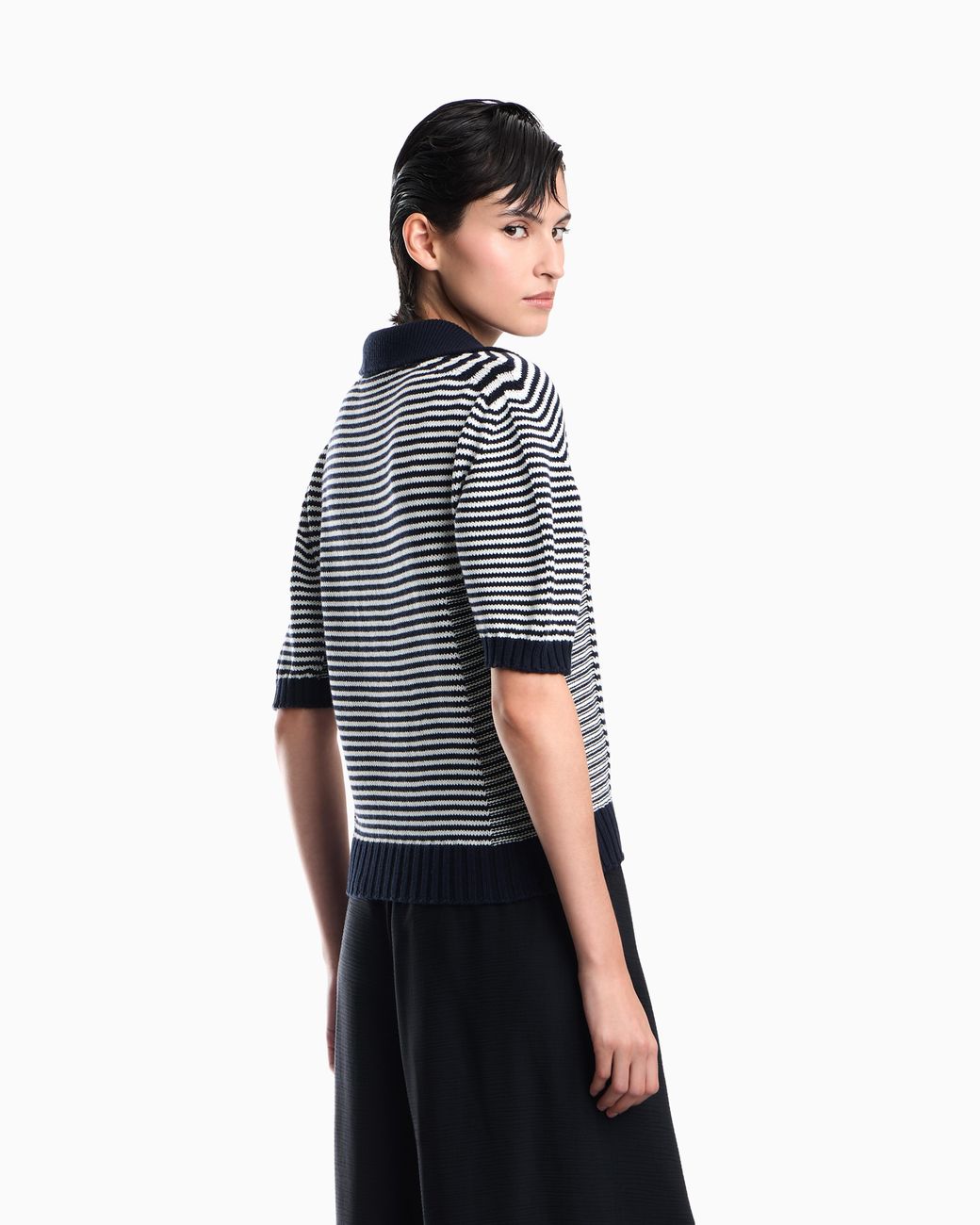Emporio Armani Blue Striped Polo Collar Shirt Signature Capsule