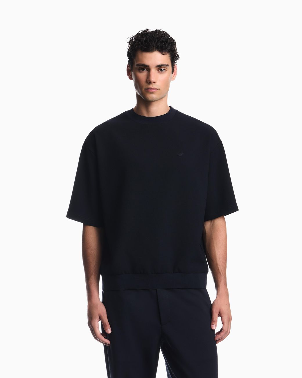 Emporio Armani Blue Icon 3D Piqué-Effect Crêpe Jersey T-Shirt for men