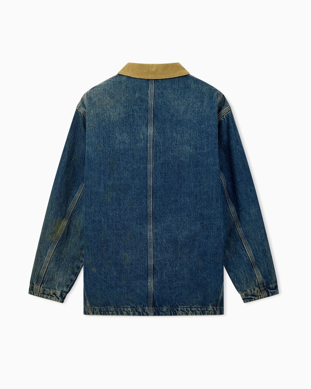 Emporio Armani Blue Cotton Denim Jacket With Corduroy Collar And Patch Pockets for men