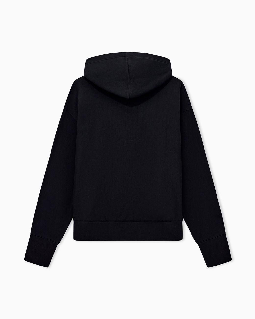 Emporio Armani Black French Terry Jersey Hoodie With Oversized Ea Embroidery for men