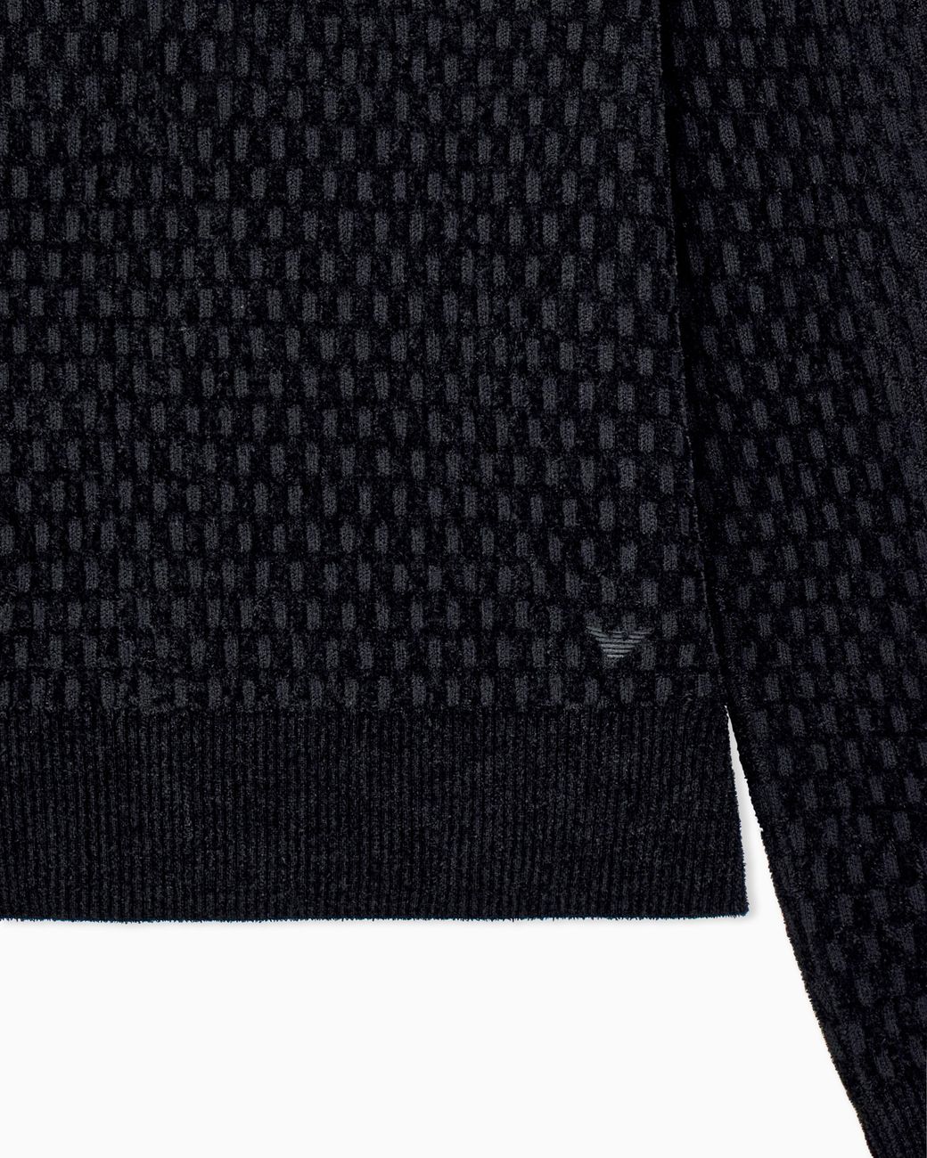 Emporio Armani Blue Signature Capsule Textured Virgin Wool Buttoned Sweater for men