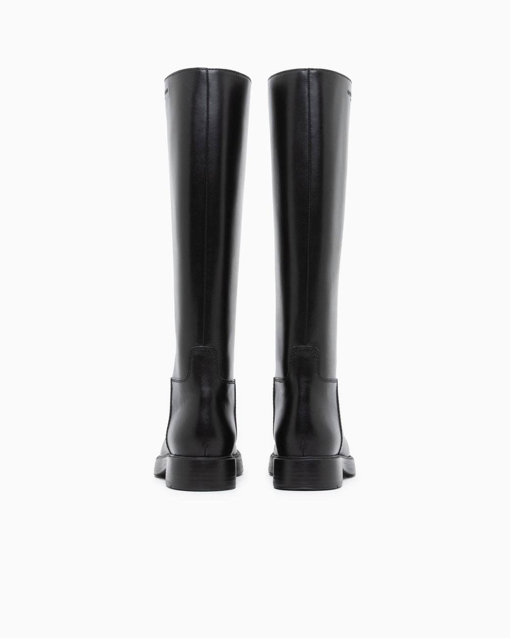 Emporio Armani Black Leather Knee-High Boots With A Round Toe And Low Heel