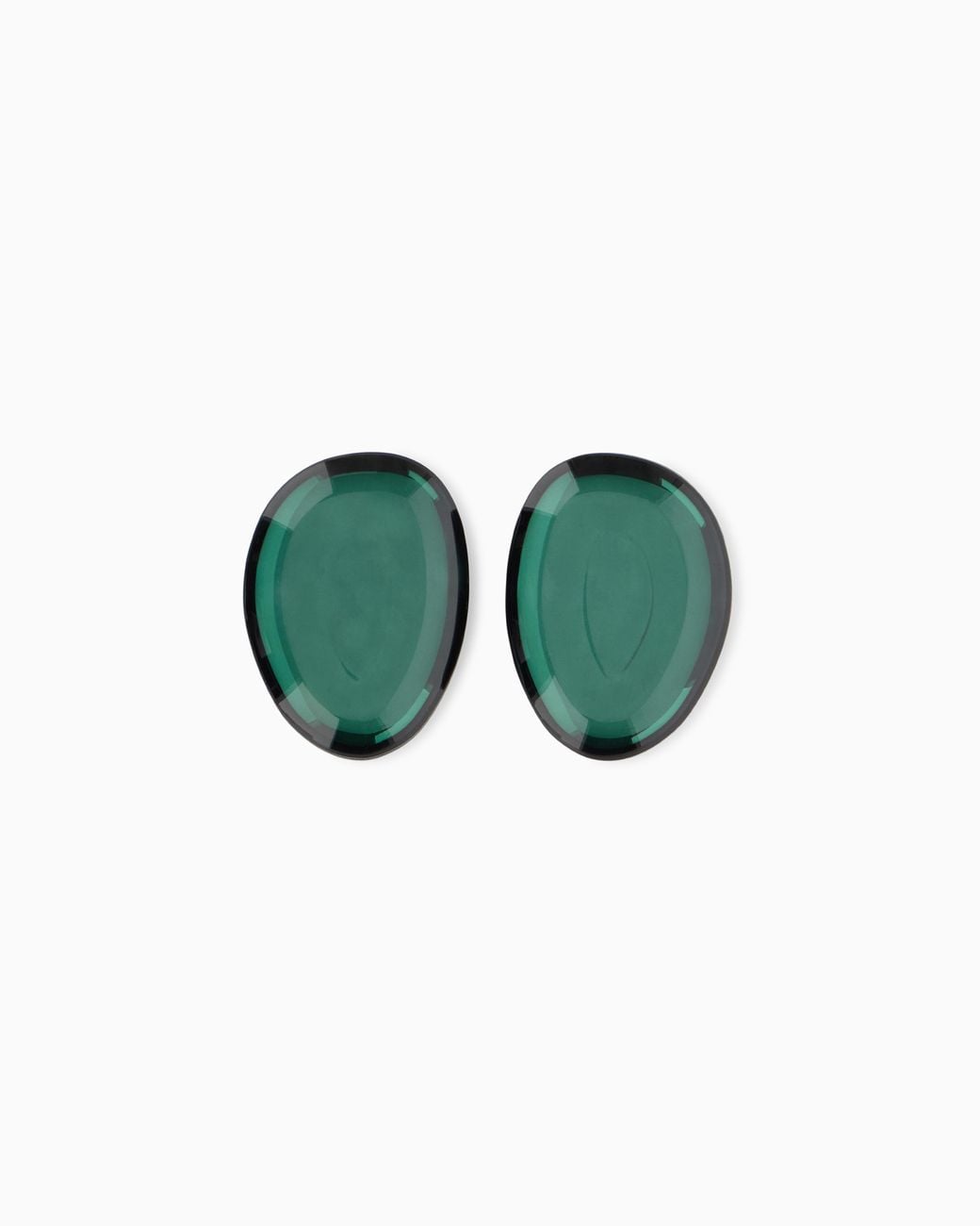 Emporio Armani Green Glossy Oval Earrings With Mirror Effect