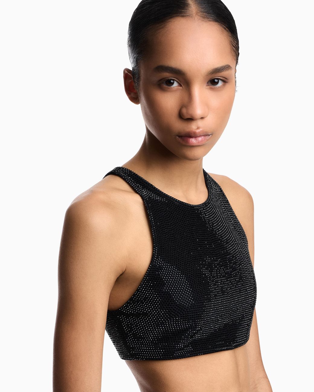 Emporio Armani Black Crop Top Covered