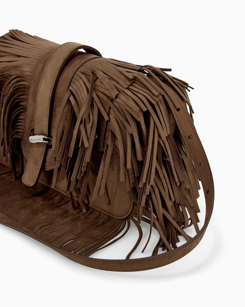 Emporio Armani Brown Shoulder Bag With Fringe Boteh Capsule
