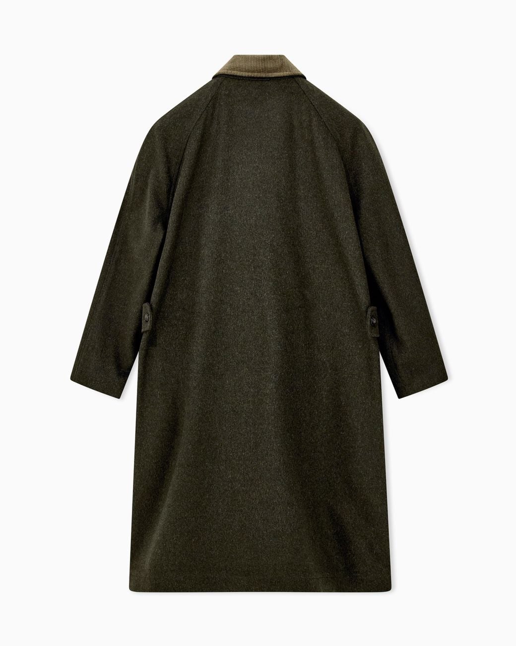 Emporio Armani Green Loden Coat With A Corduroy Collar And A Plaid Lining for men
