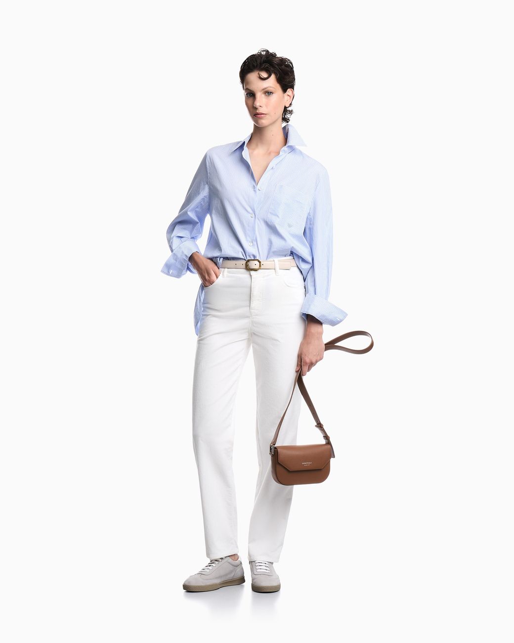 Emporio Armani White Five-Pocket Trousers Garment-Dyed Corduroy Regular Fit