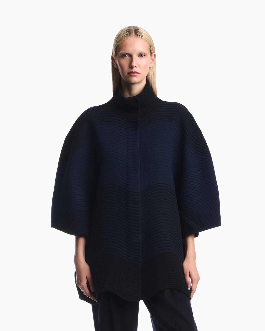 Emporio Armani Blue High Neck Cape