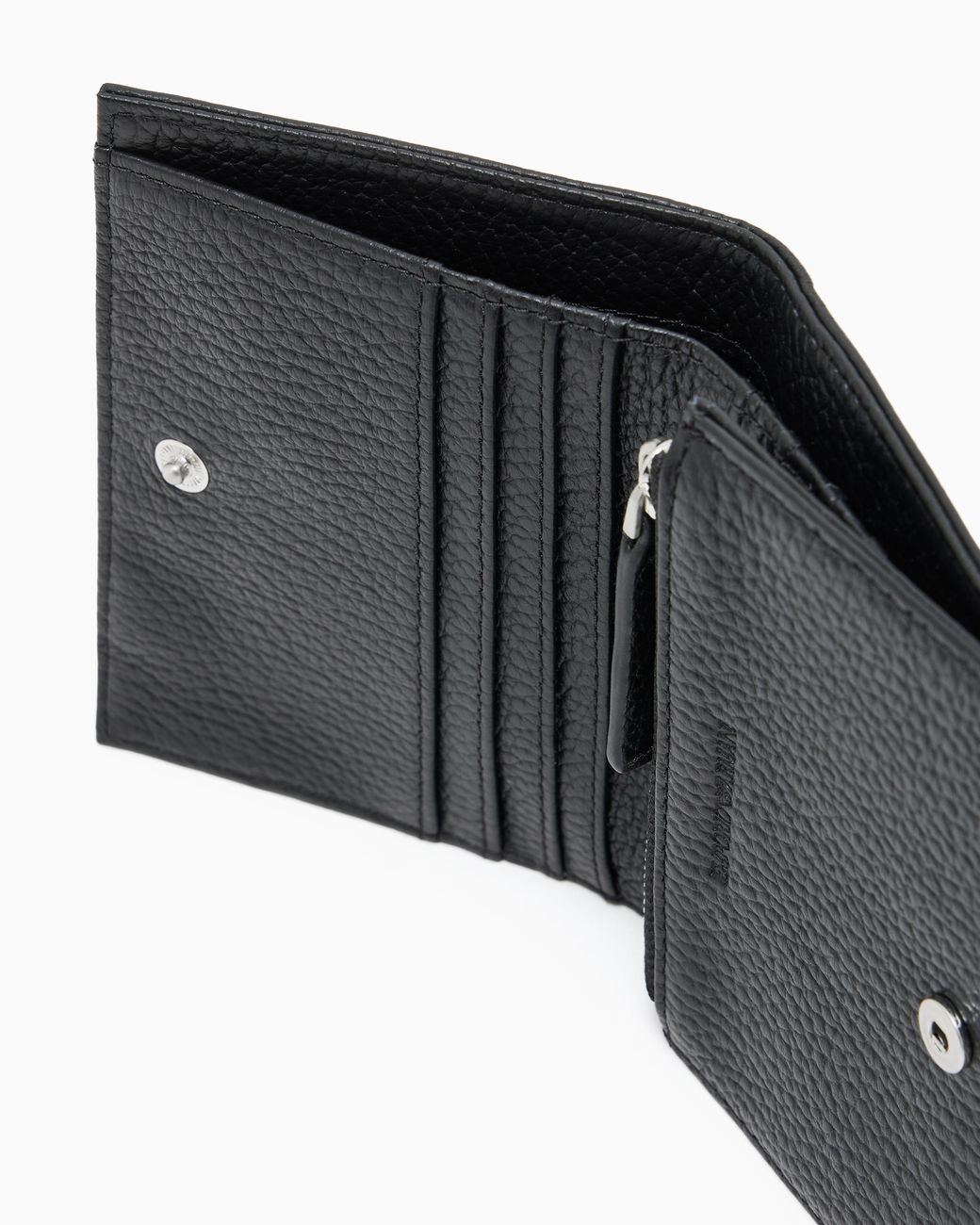 Emporio Armani Black Tumbled Leather Compact Wallet for men