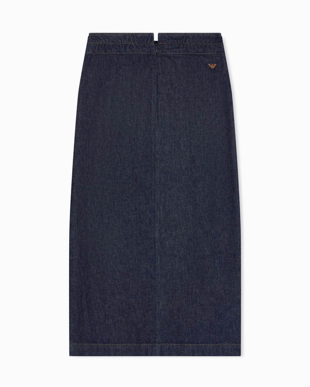 Emporio Armani Blue Cotton Denim Skirt With A Wide Waistband And Self-Tie Belt
