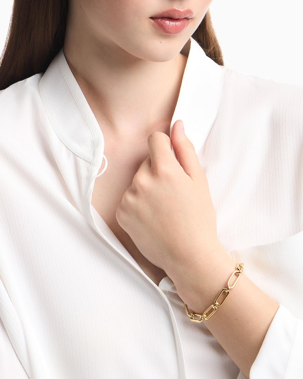 Emporio Armani Metallic Tone Brass Chain Bracelet