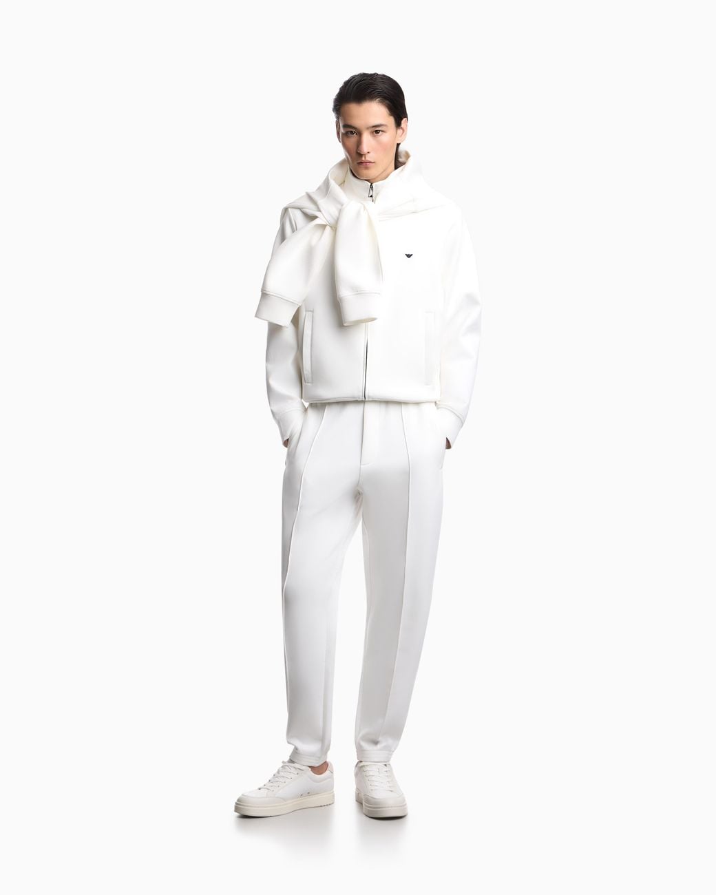 Emporio Armani White Full-Zip Sweatshirt for men
