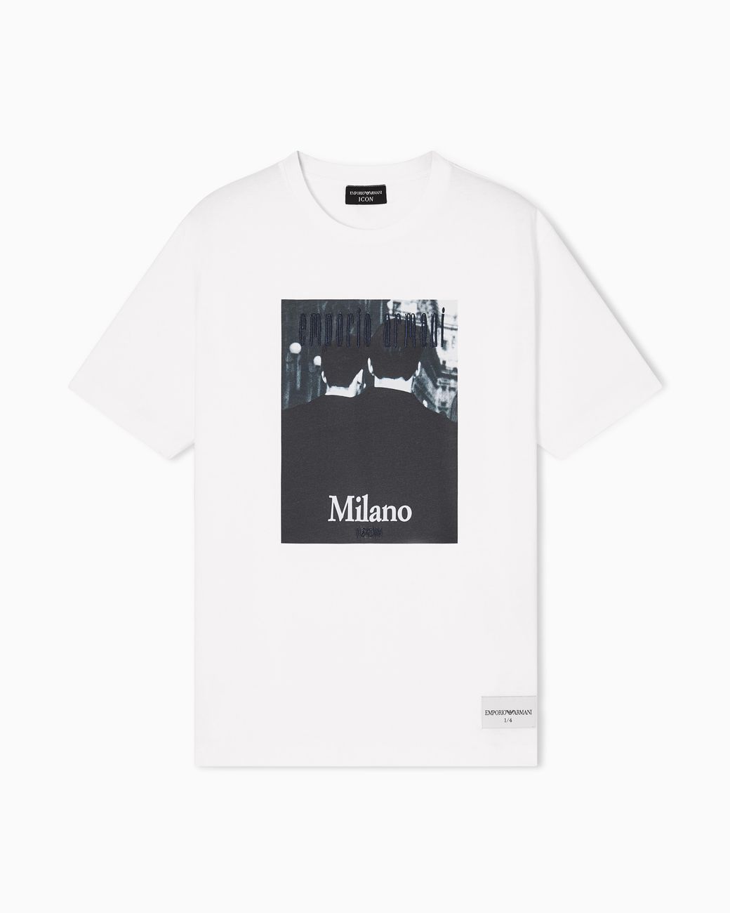 Emporio Armani White Icon Jersey T-Shirt With Photographic Print And Embroidery for men